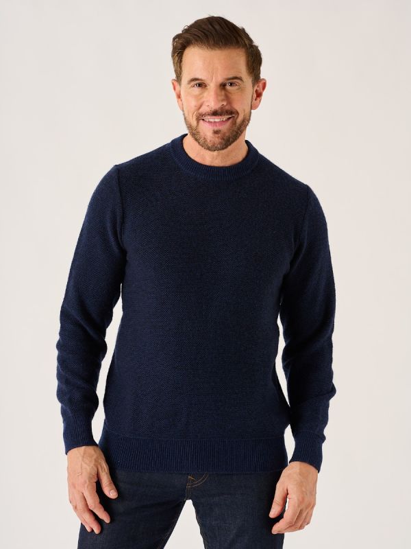 Dark Navy And Blue Lifestyle Merino Rich Jumper - Hampton