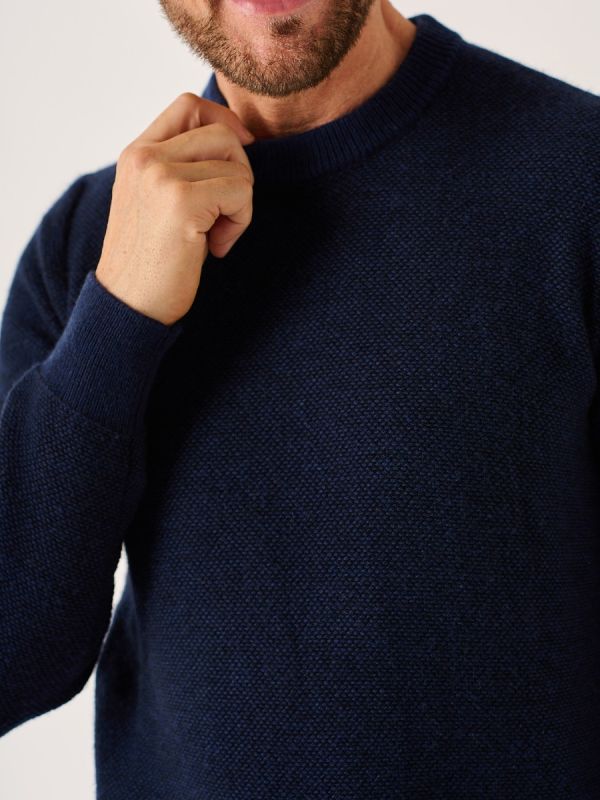 Dark Navy And Blue Lifestyle Merino Rich Jumper - Hampton