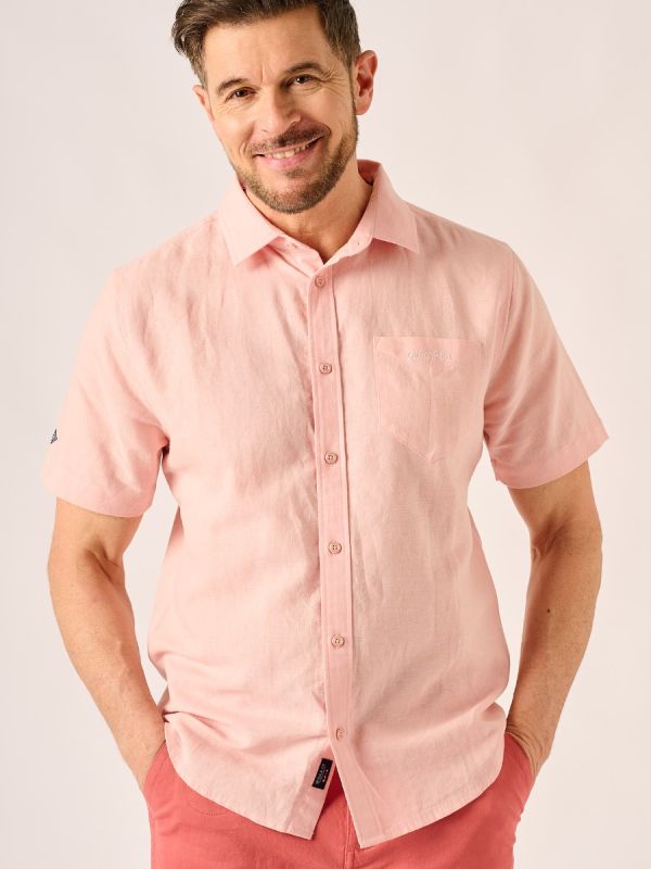 Pink Lifestyle Linen and Cotton Mix Shirt - Hanney