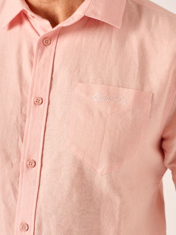 Pink Lifestyle Linen and Cotton Mix Shirt - Hanney