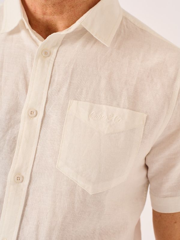White Lifestyle Linen and Cotton Mix Shirt - Hanney