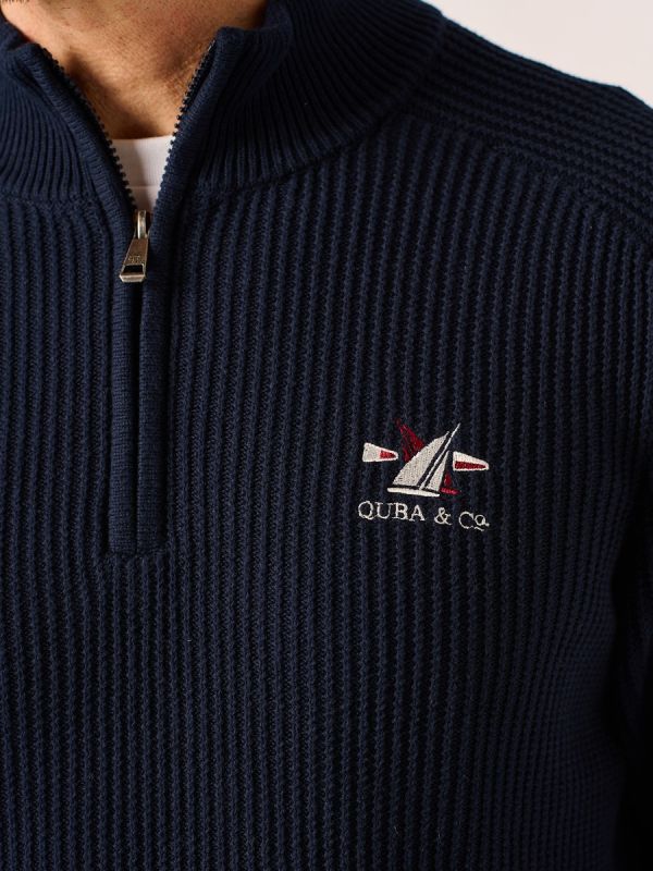 Dark Navy 1/4 Zip Knitted Jumper – Hardon