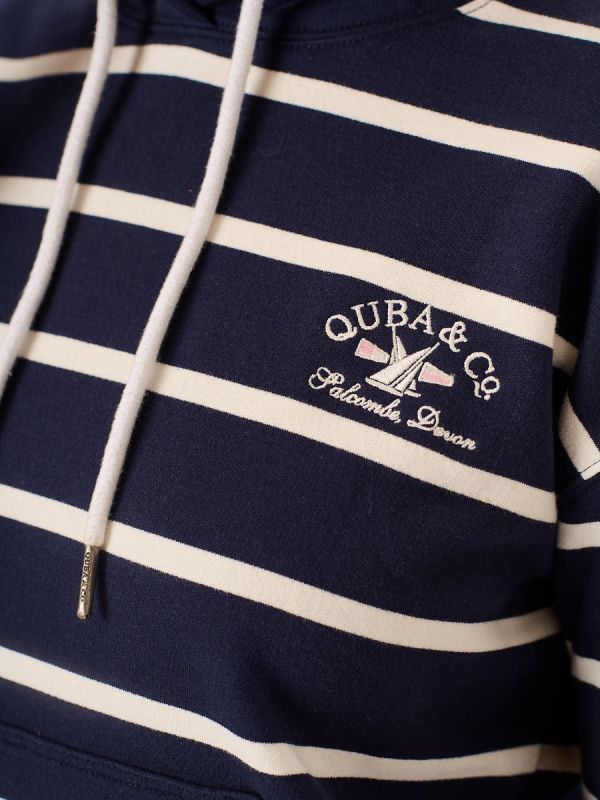 Navy and Foam White Striped Hooded Sweatshirt – Harmony
