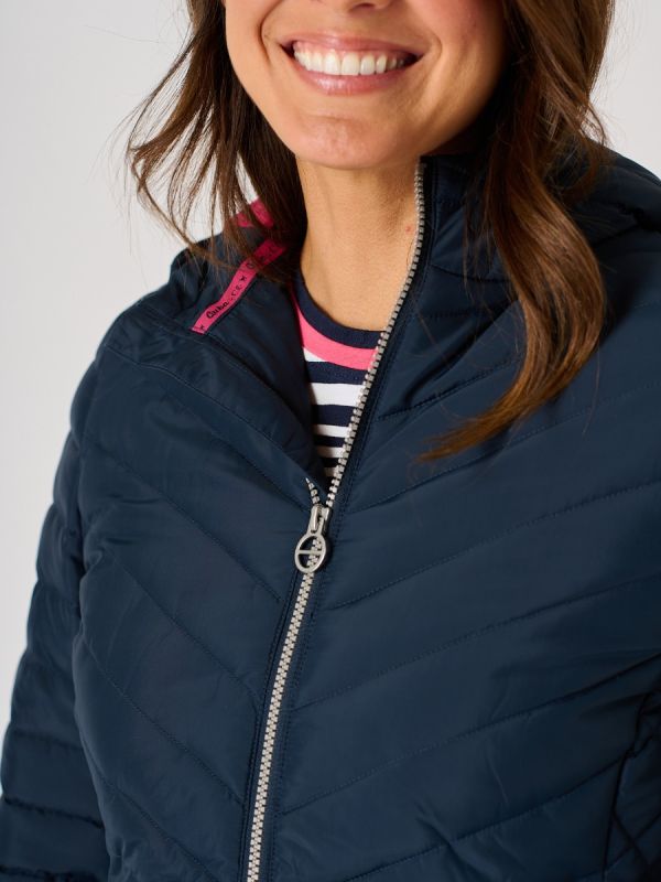 Dark Navy Blue Padded Hooded Jacket - Honey