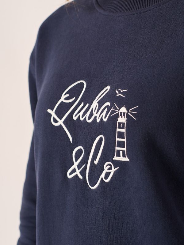 Navy Embroidered Crew Sweatshirt - Indie