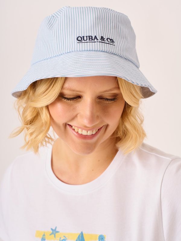 Blue & White Striped Bucket Hat - Iris