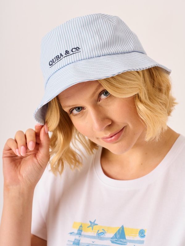 Blue & White Striped Bucket Hat - Iris
