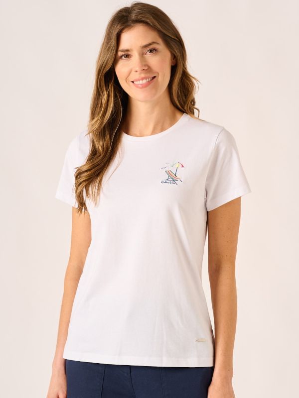 Deckchair and Parasol Embroidered T-Shirt - Isy