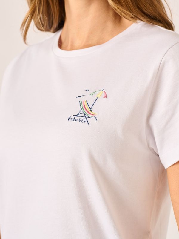 Deckchair and Parasol Embroidered T-Shirt - Isy