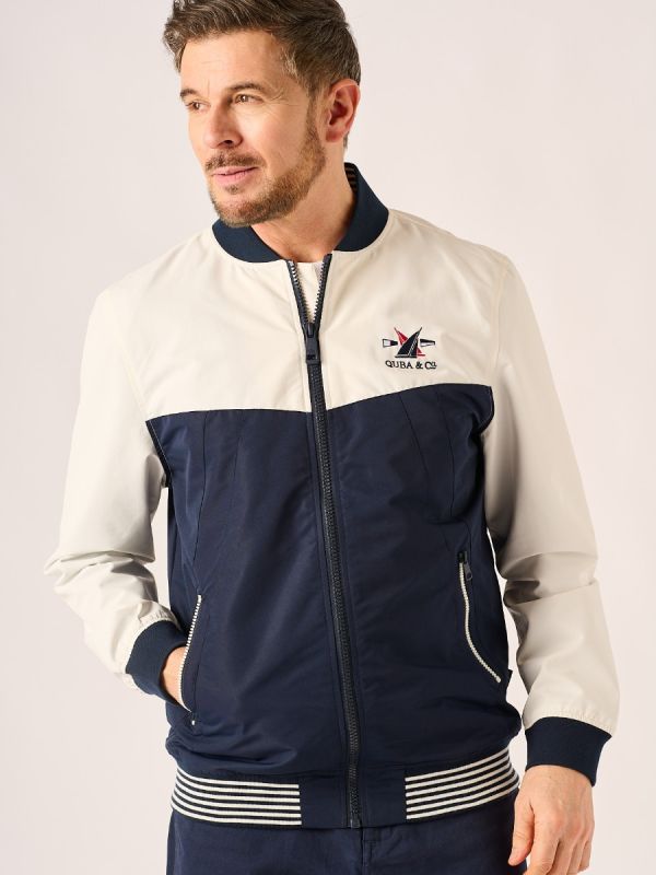 White and Navy Showerproof Bomber Jacket – Jagger