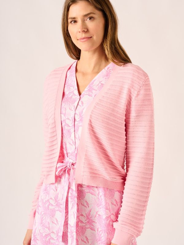 Pink Pointelle Knit Cardigan - Jamy 