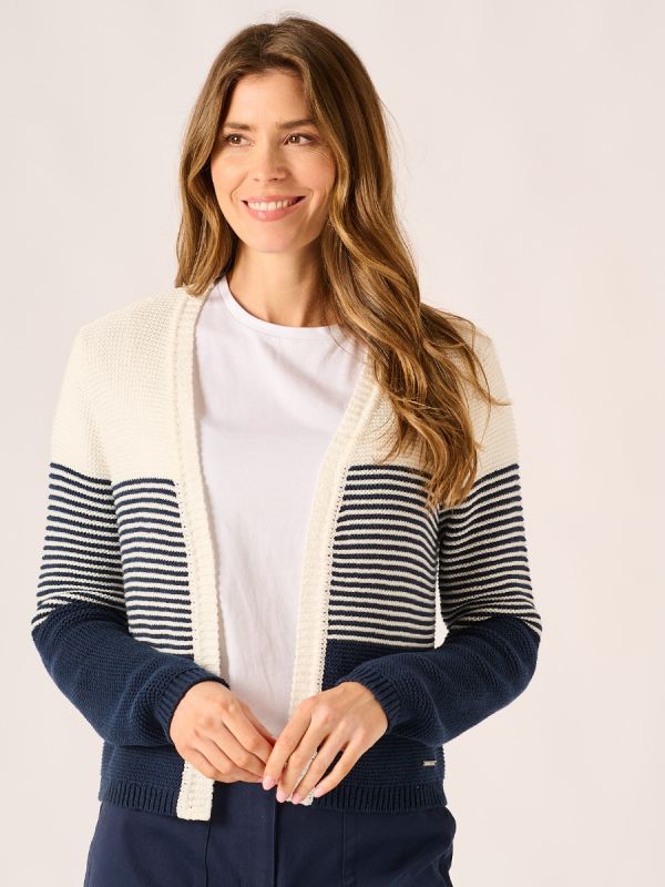 Navy and Foam White Purl Knit Cardigan – Jeanie