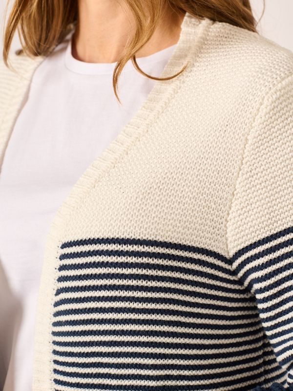 Navy and Foam White Purl Knit Cardigan – Jeanie