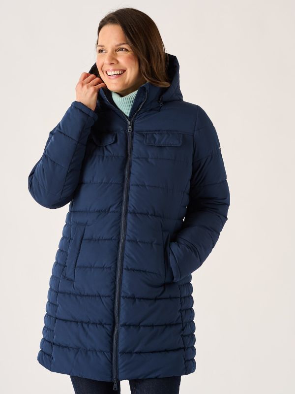 Julyana Microfibre Quilted Coat in Navy