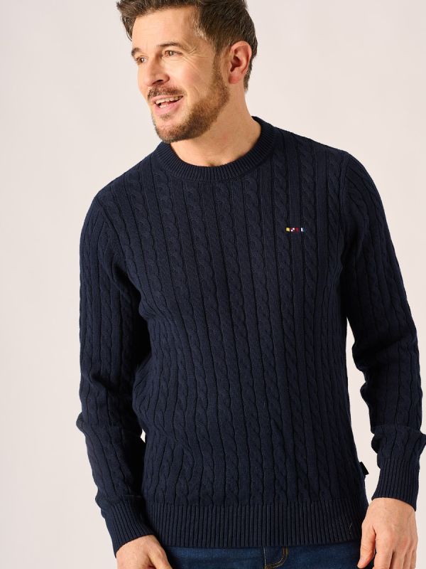 Dark Navy Cable Knit Jumper - Kanter