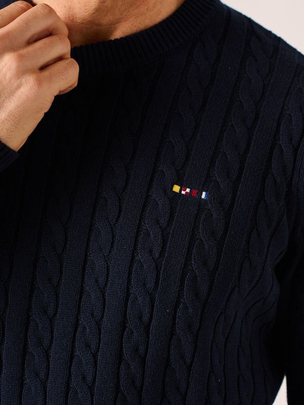 Dark Navy Cable Knit Jumper - Kanter