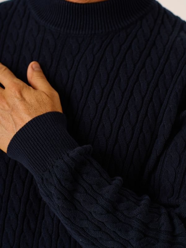 Navy Cable Jumper Kartan