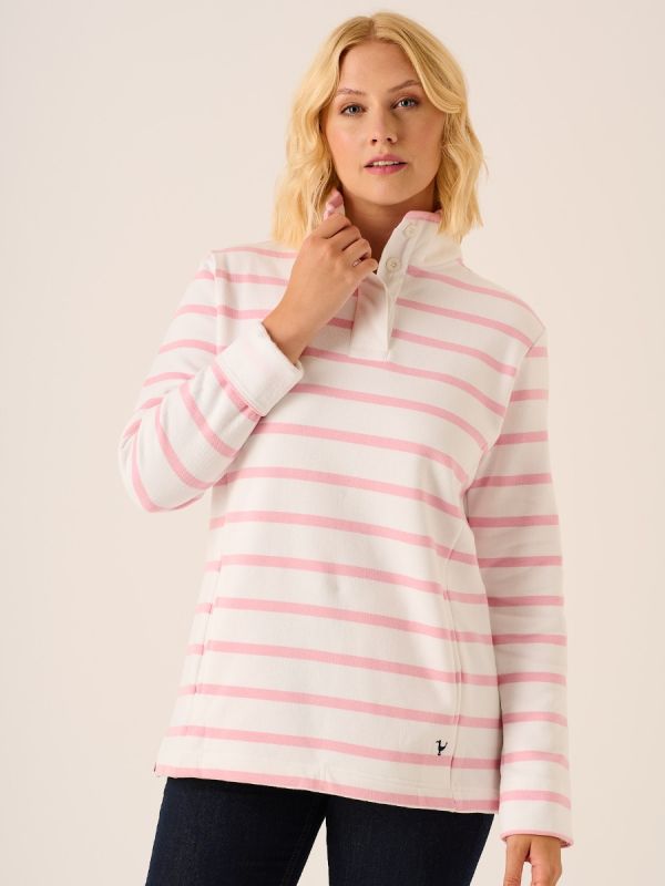 White and Pink Striped Rugby Top - Kayla