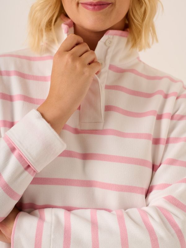 White and Pink Striped Rugby Top - Kayla