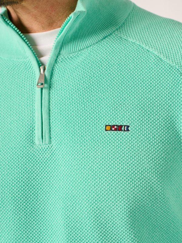 Mint 1/4 Zip Textured Knitted Jumper – Kelson