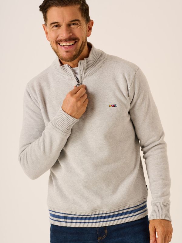 Grey Marl Windproof 1/4 Zip Jumper - Ken