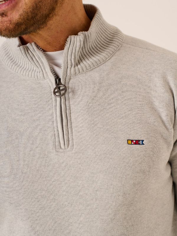 Grey Marl Windproof 1/4 Zip Jumper - Ken