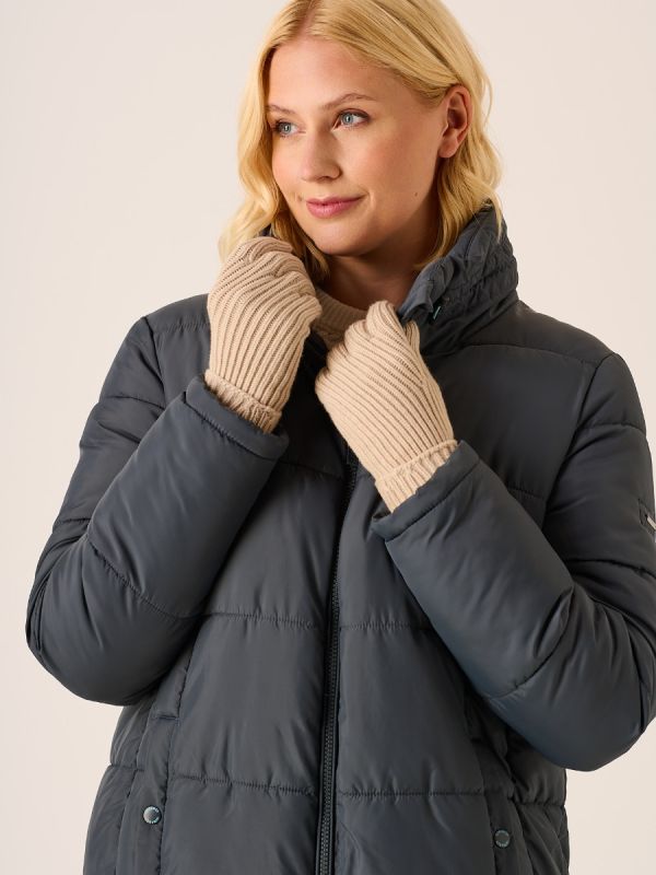 Oatmeal Ribbed Knitted Gloves - Kensley