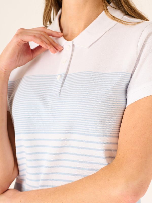 Kiera Striped Polo Shirt In Blue And White