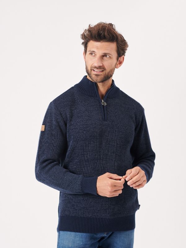 Klosters Zip Neck Slate Blue Jumper