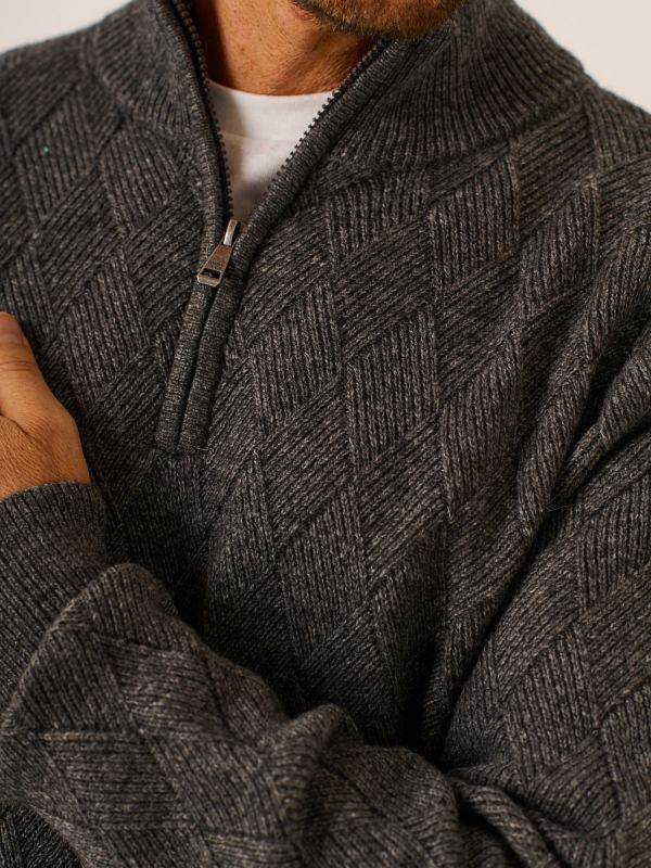 Charcoal Marl Merino Rich 1/4 Zip Jumper - Kobie