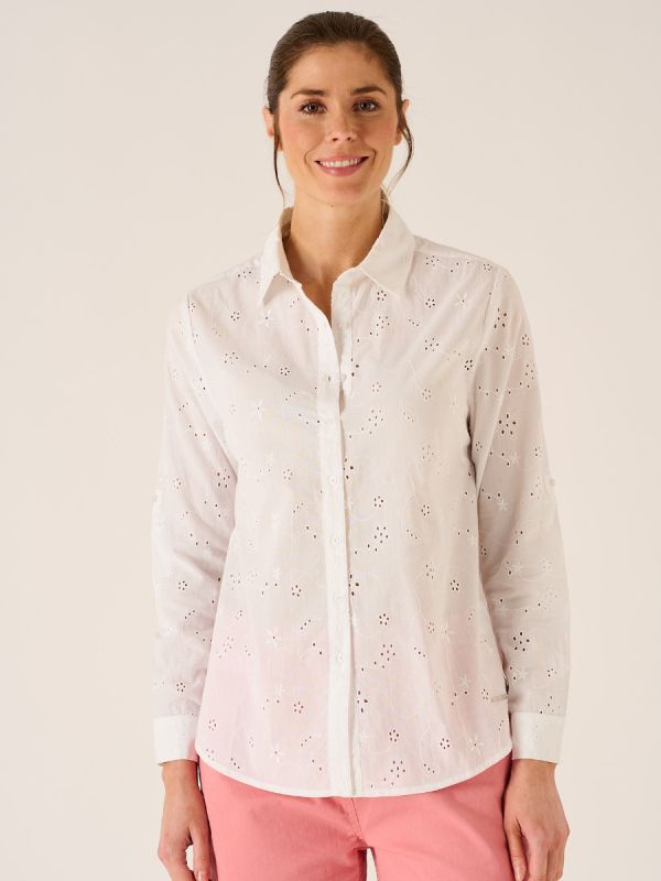 Laudine Woven Broderie Shirt In White 