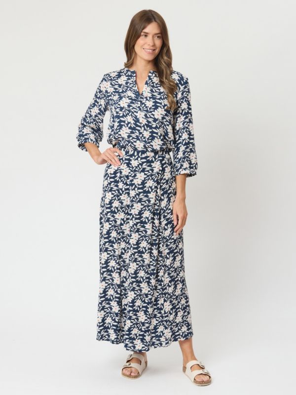 Lilla Printed Woven Skirt In Navy