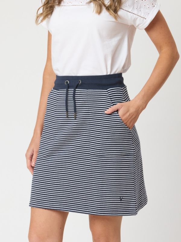Liss Striped Jersey Skirt In Navy 