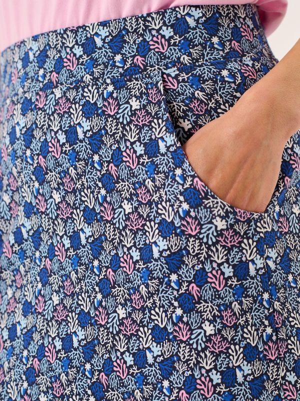 Navy Nautical Print Jersey Midi Skirt - Loulou