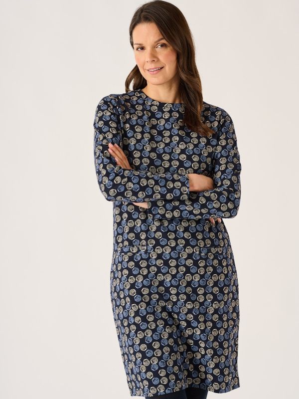 Navy Shell Print Jersey Dress - Lyra