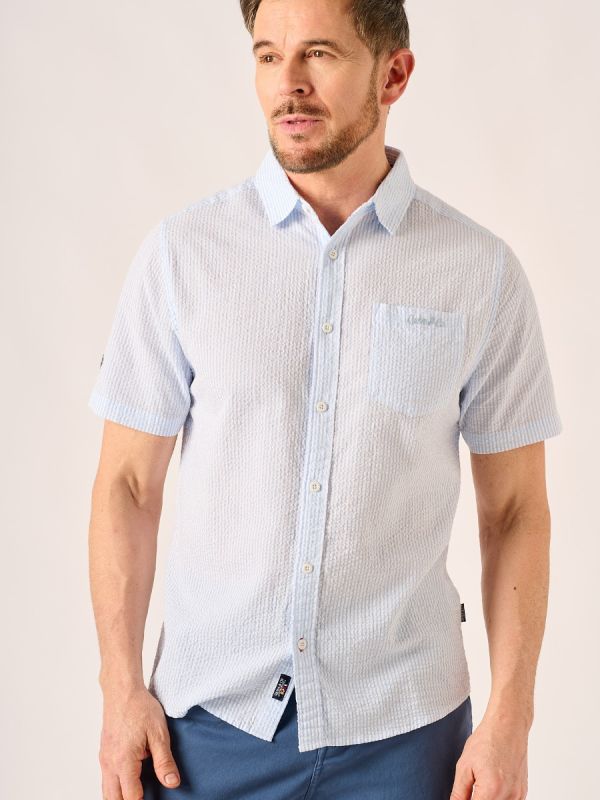 Blue and White Seersucker Shirt – Malik