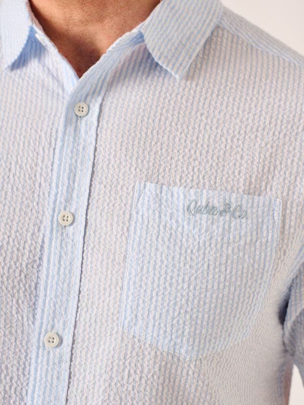 Blue and White Seersucker Shirt – Malik