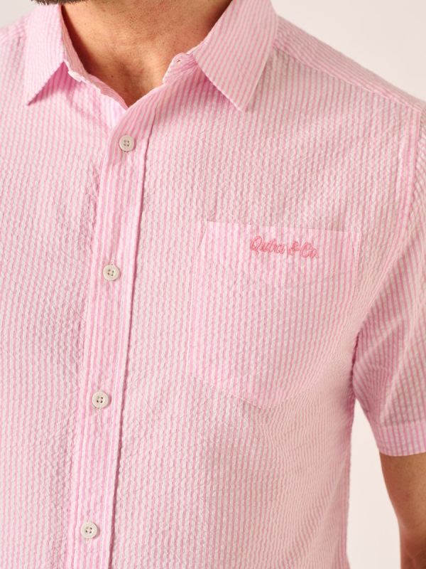 Pink and White Seersucker Shirt – Malik
