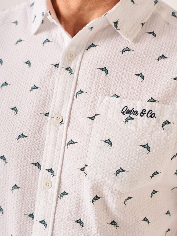 White Marlen Patterned Seersucker Shirt – Marlen