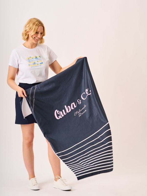 Navy and White Quick Dry Towel - Mitch