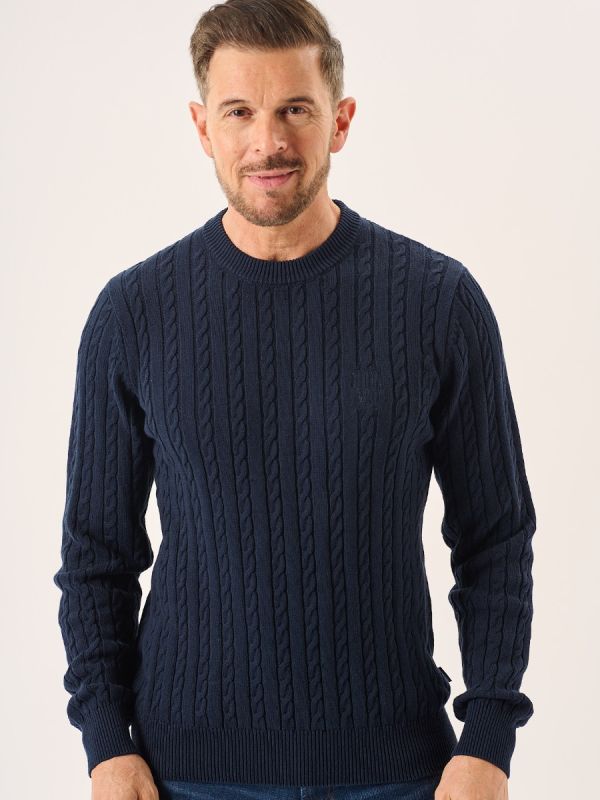 Navy Lifestyle Cable Knitted Jumper - Mondell