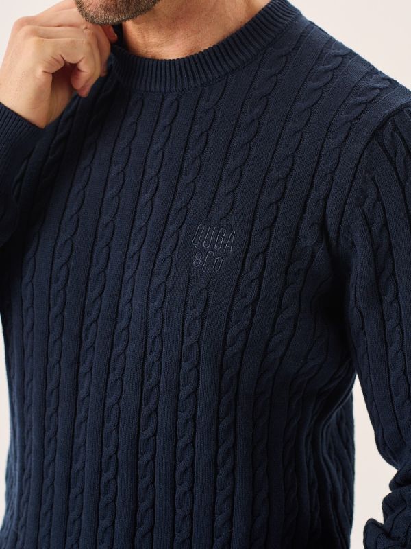 Navy Lifestyle Cable Knitted Jumper - Mondell