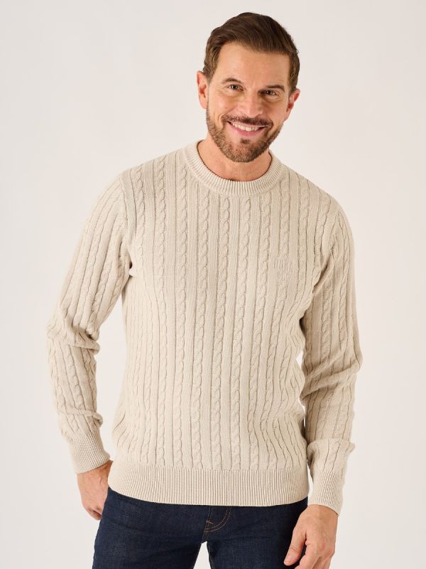 Oatmeal Lifestyle Cable Knitted Jumper - Mondell