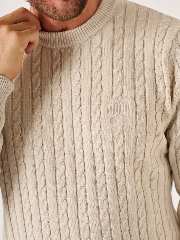 Oatmeal Lifestyle Cable Knitted Jumper - Mondell