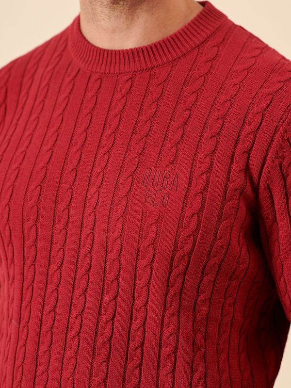 Moritz Red Cable Knit Jumper 