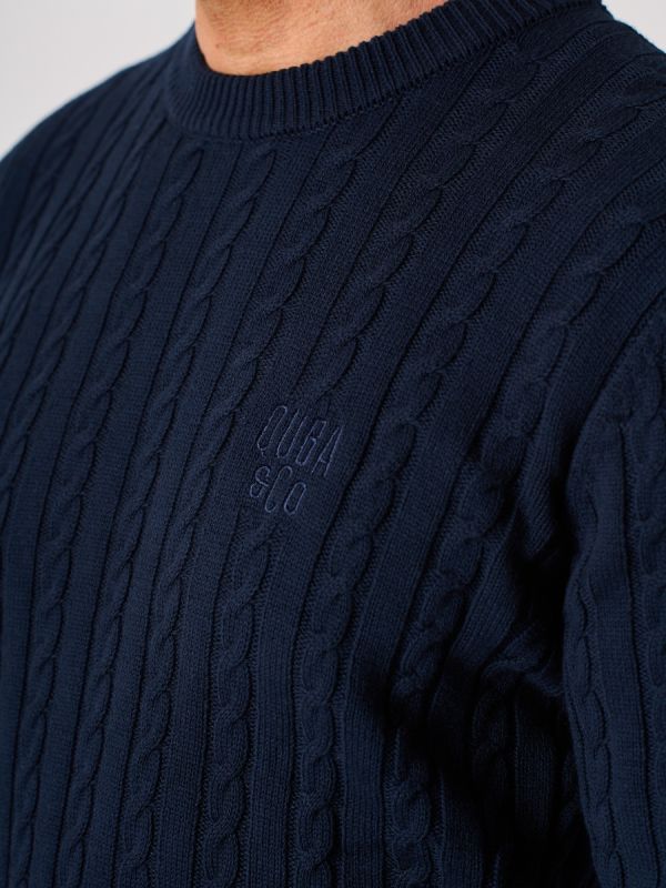 Dark Navy Lifestyle Cable Knit Jumper - Morrel