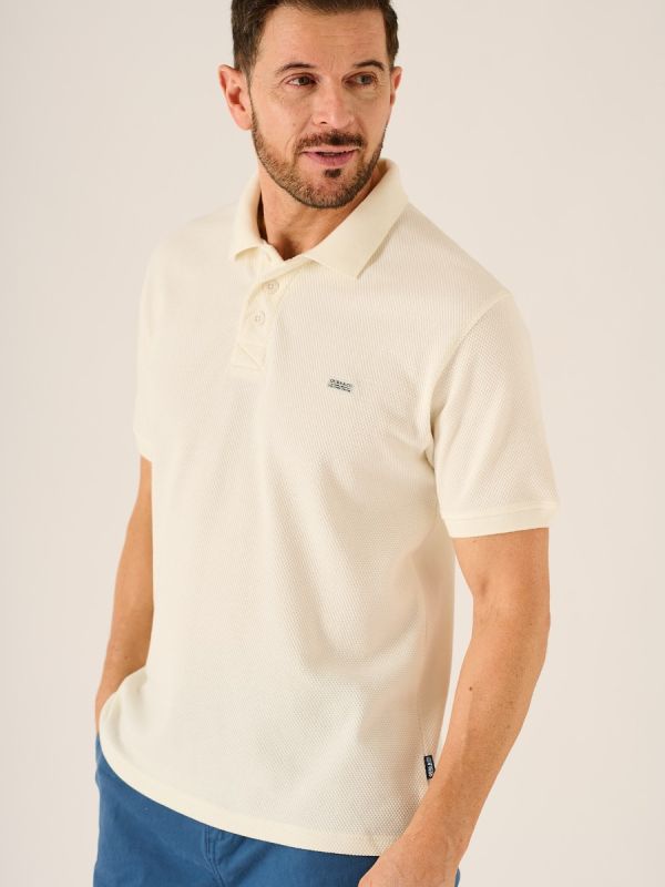 Ned Lifestyle Textured Polo Shirt In Off White