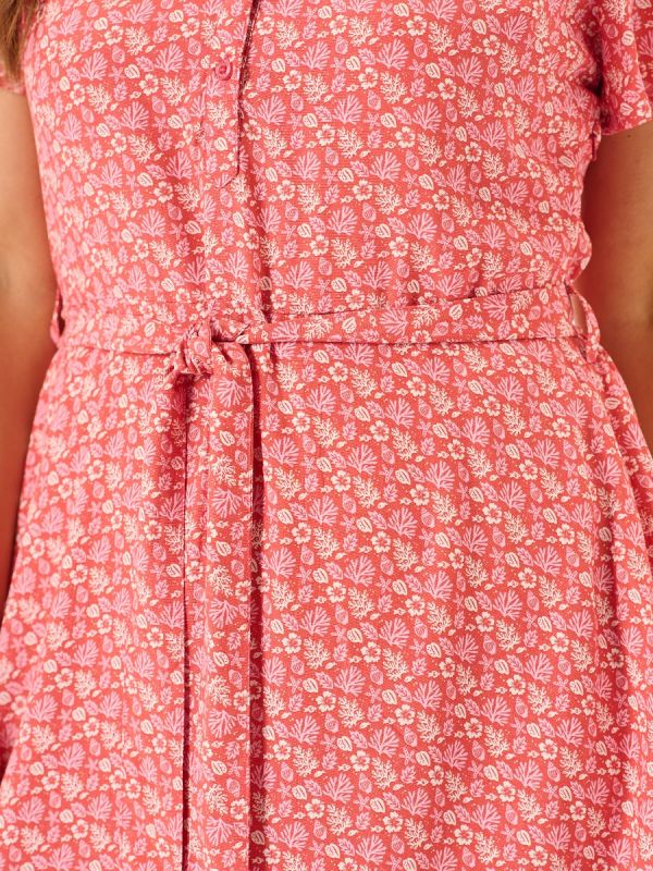 Red & White Nautical Print Fit And Flare Dress - Norah