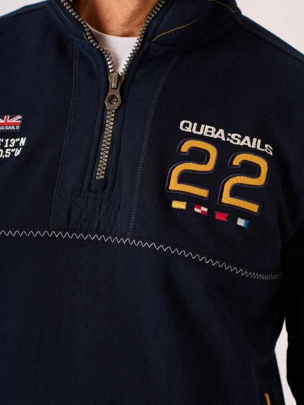 Dark Navy and Yellow X-Series 1/4 Zip Piqué Sweatshirt - Palmer