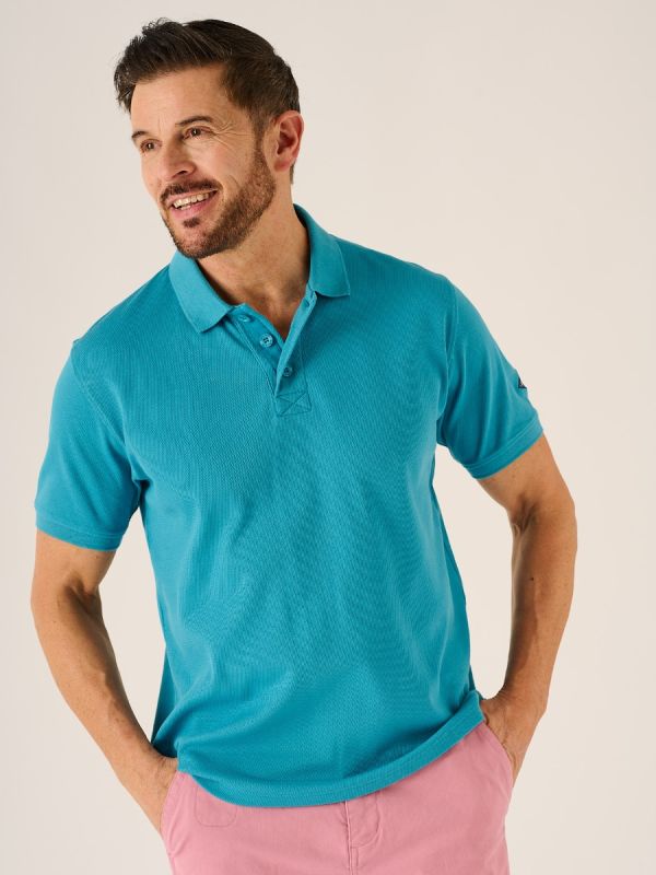  Perci Lifestyle Closed Mesh Polo Shirt In Mid Blue